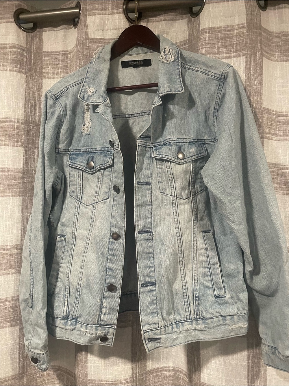 Light Wash Distressed Denim Jacket - Women's Jean Jacket